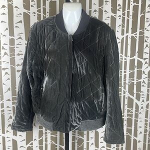 Quilted Velvet Bomber Jacket XL Steel Gray